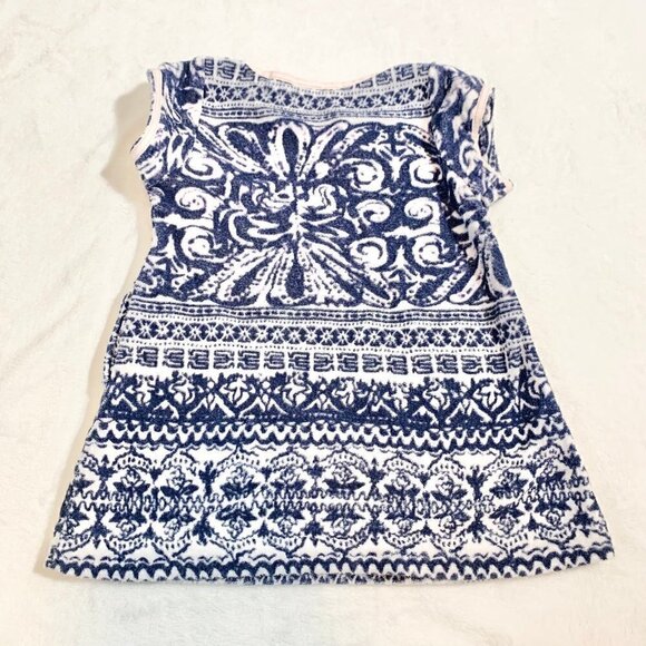 5/$25 Crewcuts terry cloth blue white printed short sleeve swimsuit cover‎ dress - Picture 6 of 6